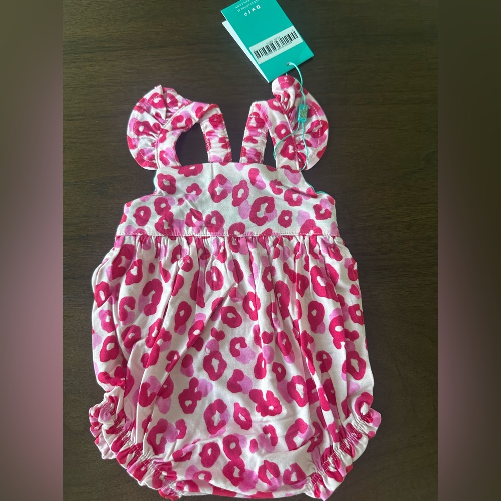 Posh Peanut Pink White Leopard Print Baby One-Piece Bodysuit